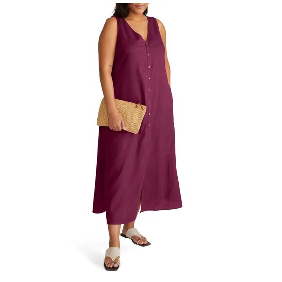 Universal Standard Islet Linen Blend Maxi Dress Size Large - Picture 1 of 9